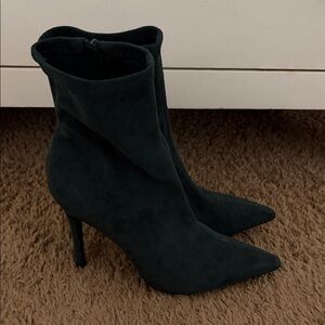JustFab Dark Green Heeled Boots